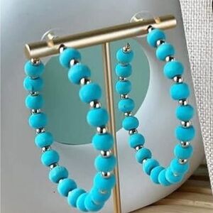 Park Lane Turquoise and Silver Beaded Hoop Earrings ocean